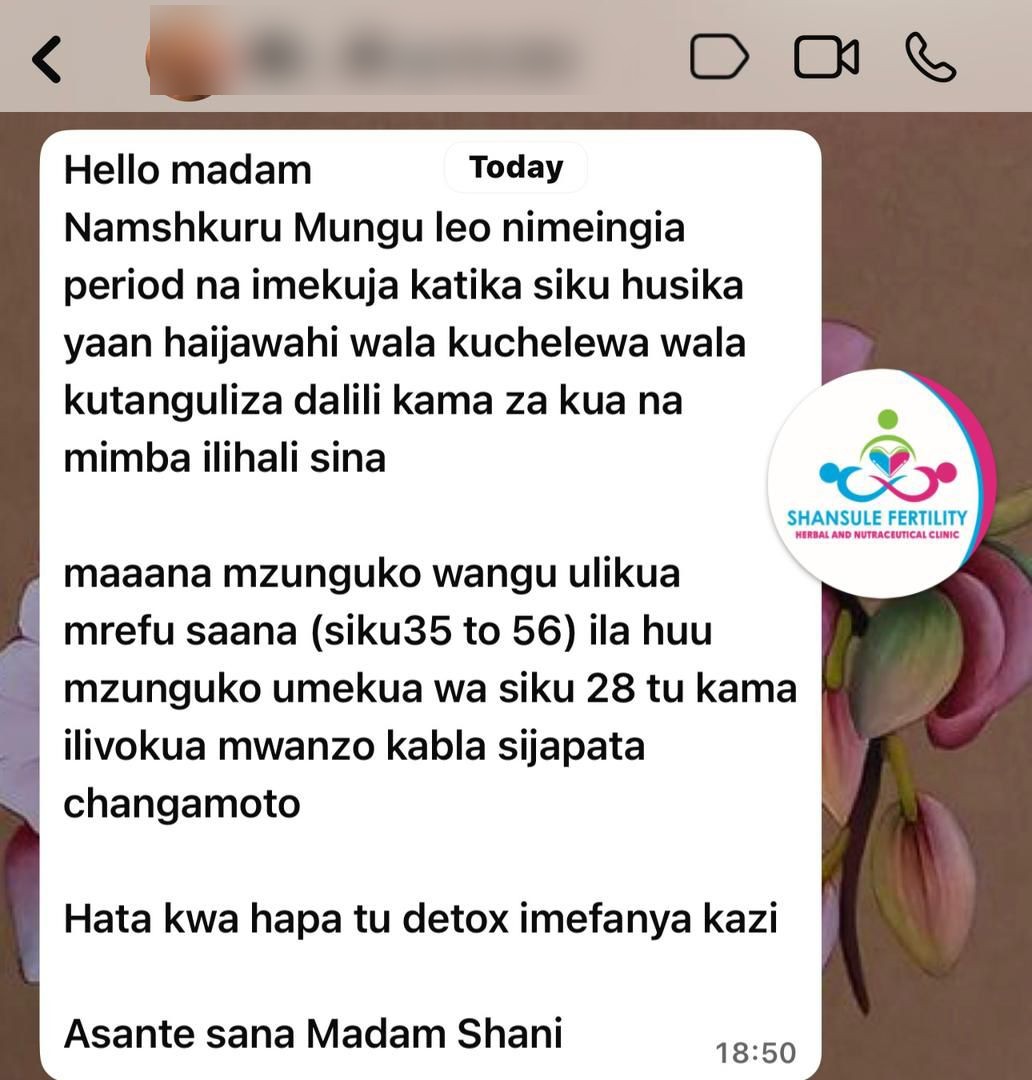 Ushuhuda wa mteja — mzunguko wa hedhi